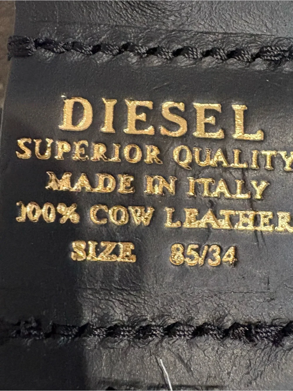 Diesel 100% Cow leather Made In Italy Black Belt Mens 85CM SZ 32